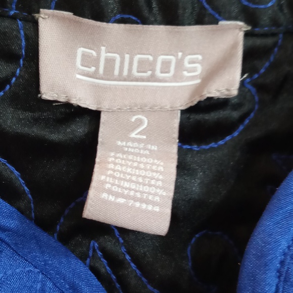 Chico's Royal Blue quilted open front cardigan jacket in size 2 (L) - Picture 3 of 6